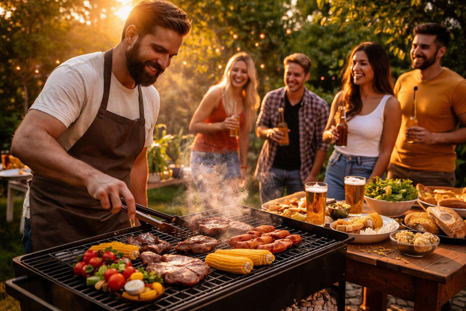 Teamspiele im Garten beim Sommerfest